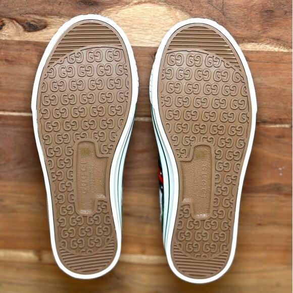 GUCCI NEW Women's US Size 10 Tennis 1977 GG Logo Green Canvas Low-Top Sneakers - Picture 10 of 12